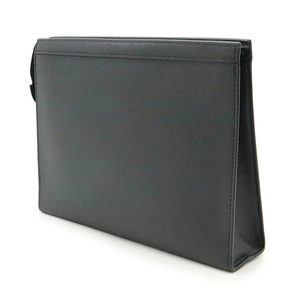 Louis Vuitton Calf Pochette Voyage Taiga Black Shoulder Noir Leather Bag Black